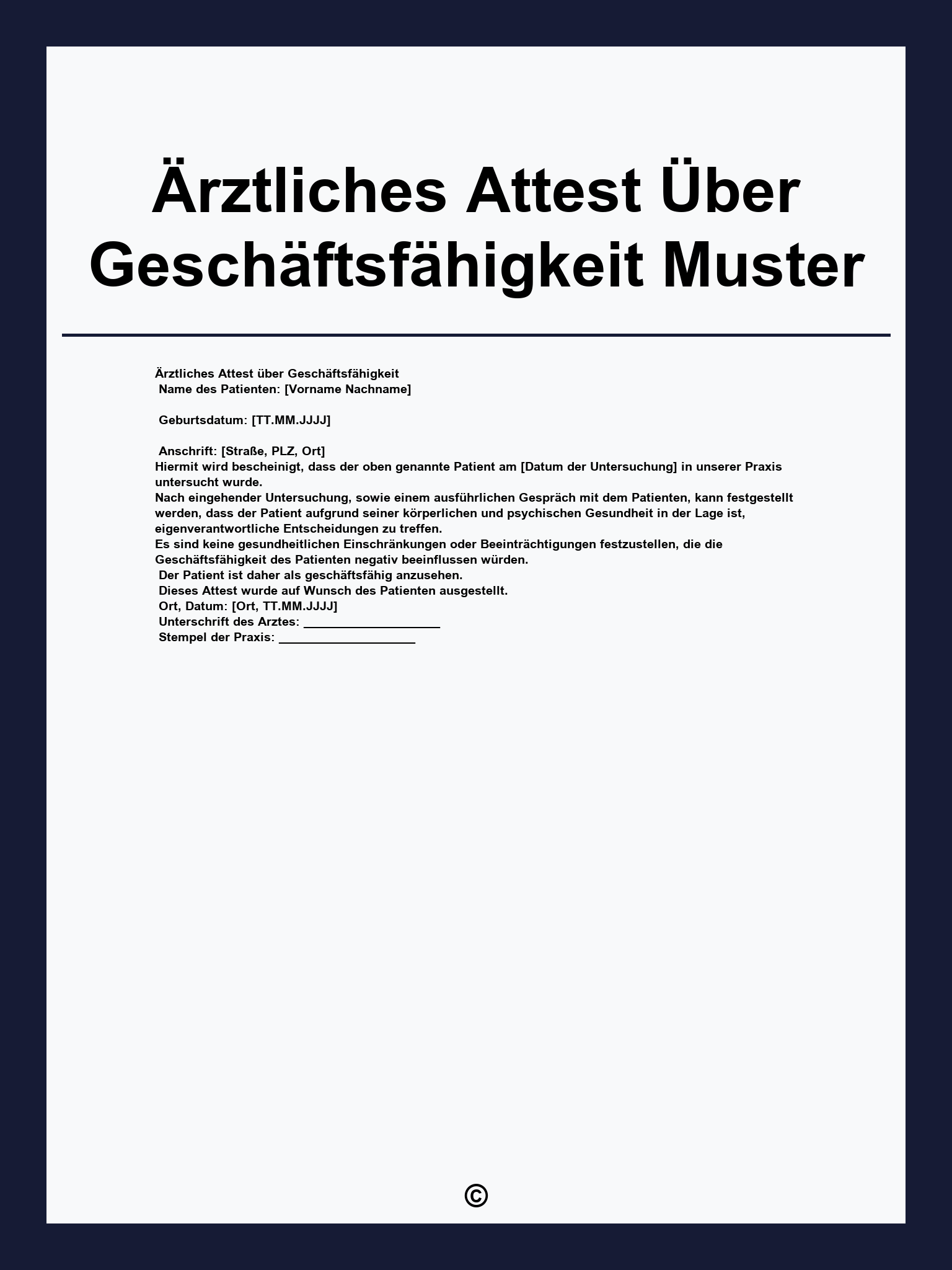 Ärztliches Attest Über Geschäftsfähigkeit Muster
