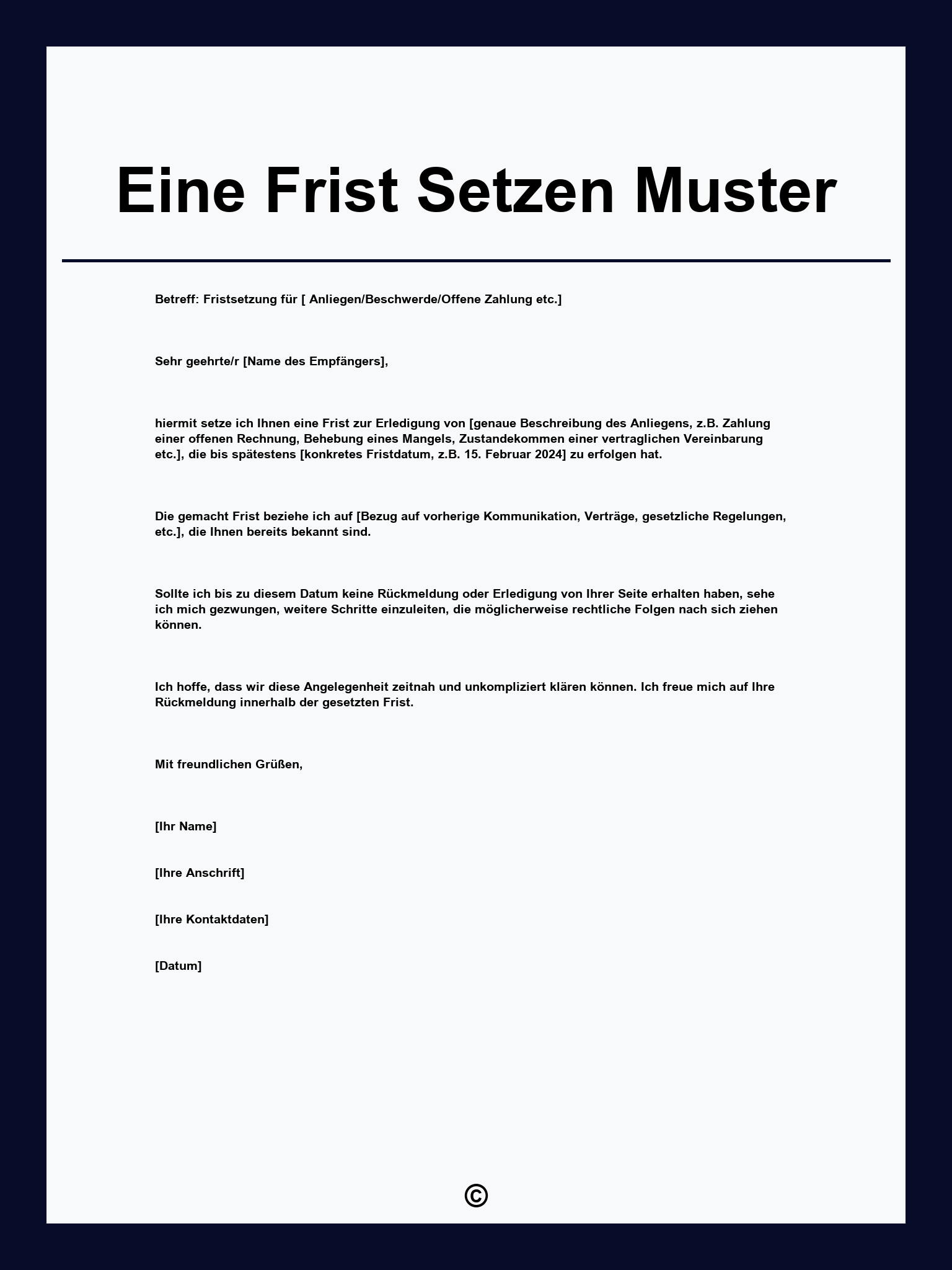 Eine Frist Setzen Muster