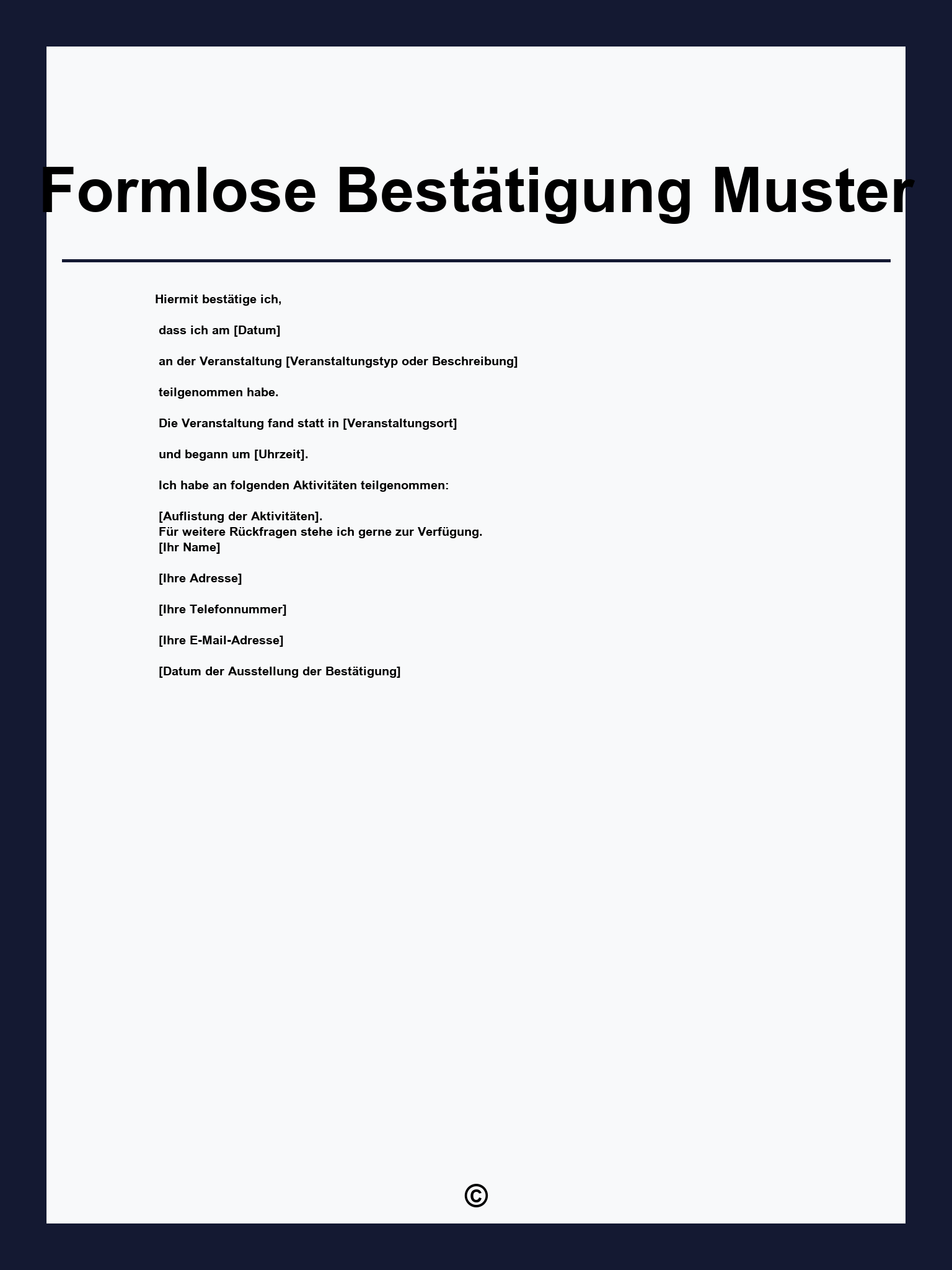 Formlose Bestätigung Muster