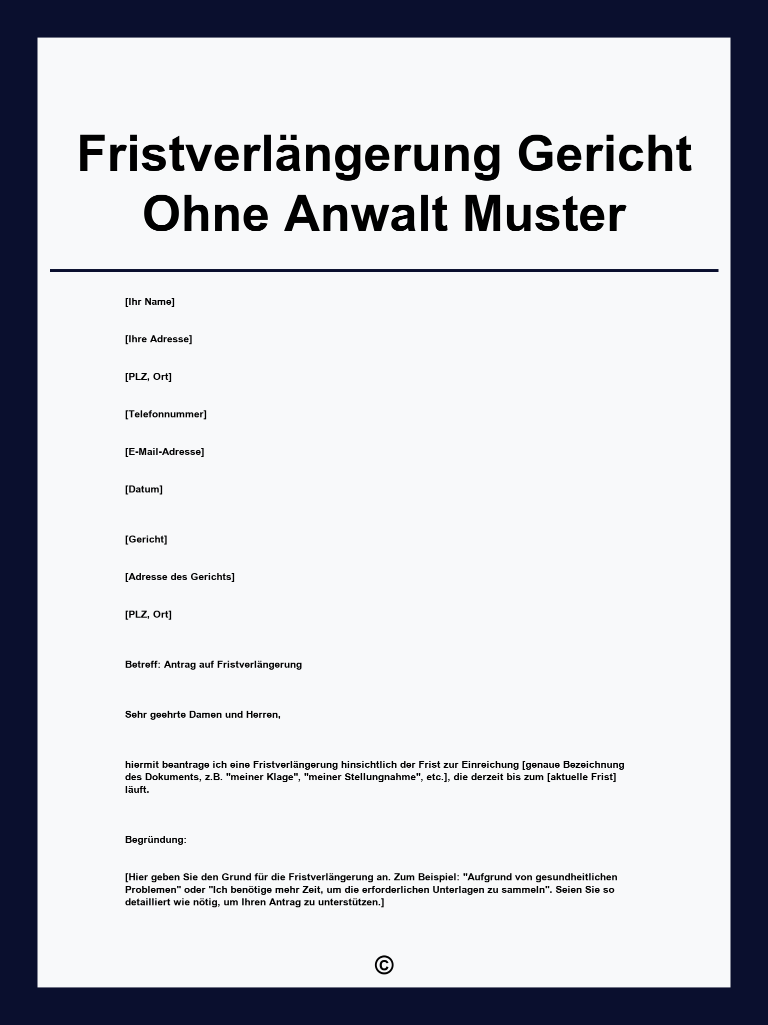 Fristverlängerung Gericht Ohne Anwalt Muster
