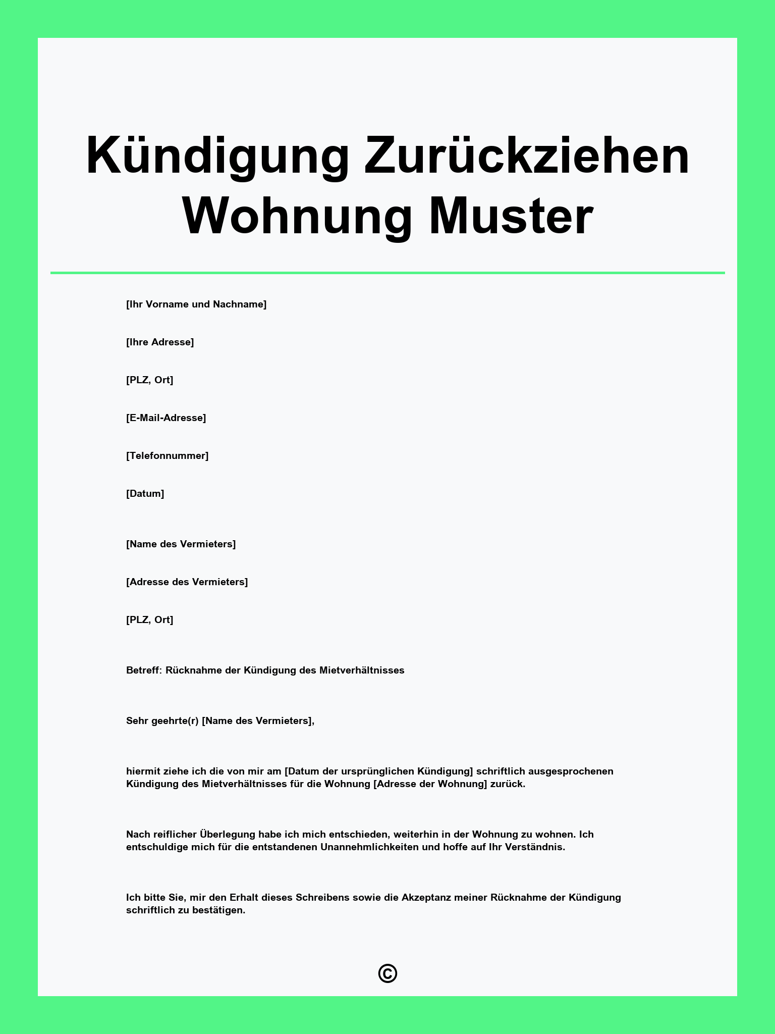 Kündigung Zurückziehen Wohnung Muster