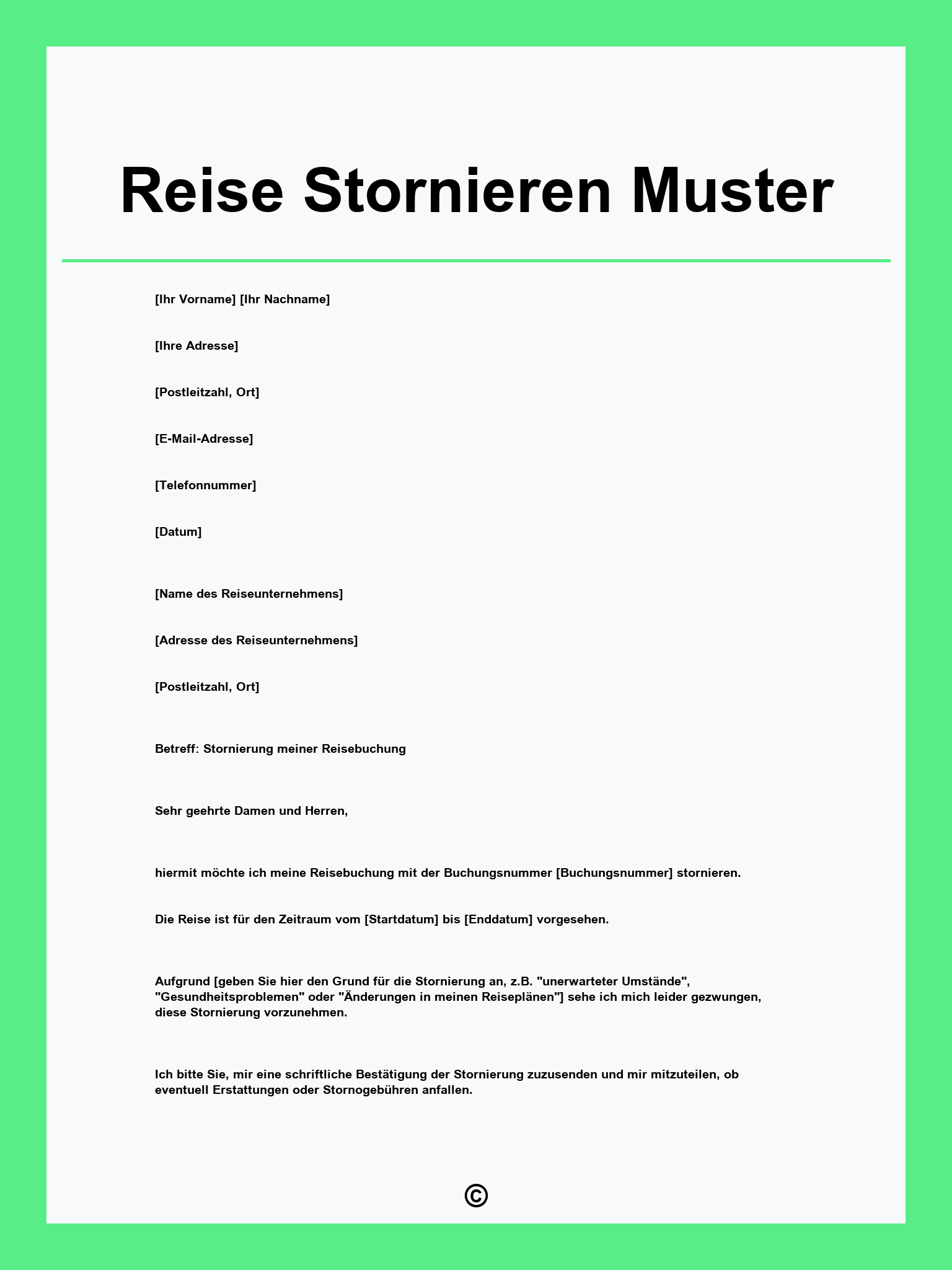 Reise Stornieren Muster