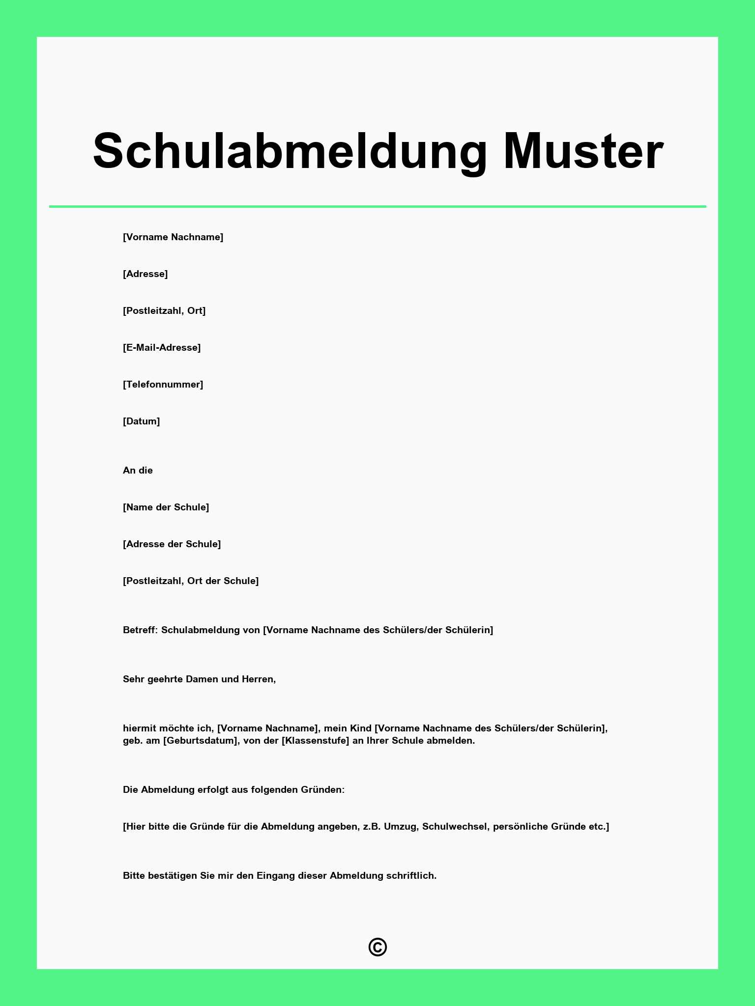 Schulabmeldung Muster