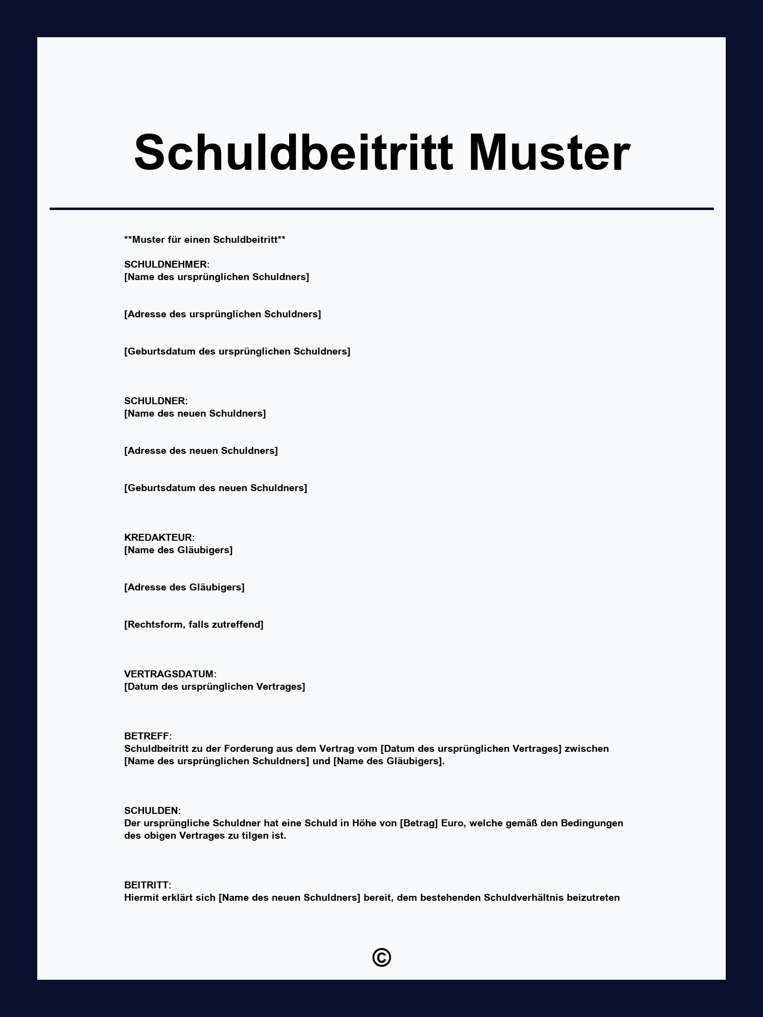 Schuldbeitritt Muster
