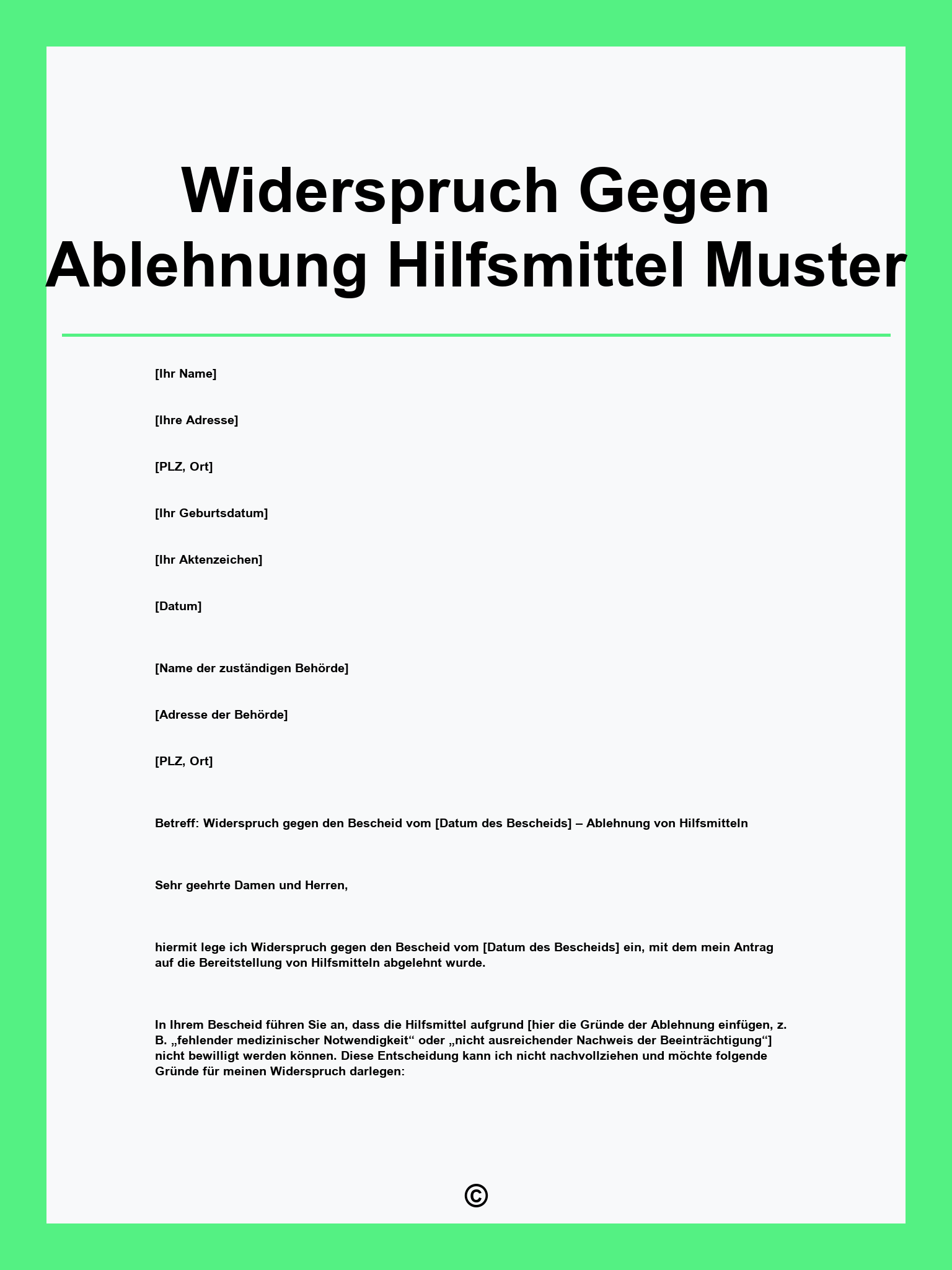Widerspruch Gegen Ablehnung Hilfsmittel Muster